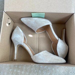 J Crew D'orsay tan suede heels